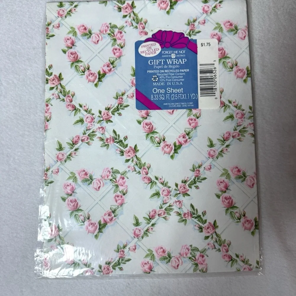 Vintage Gift Wrap Lot of 5 Packs Retro Paisley Cats Safari Animals Floral Heart